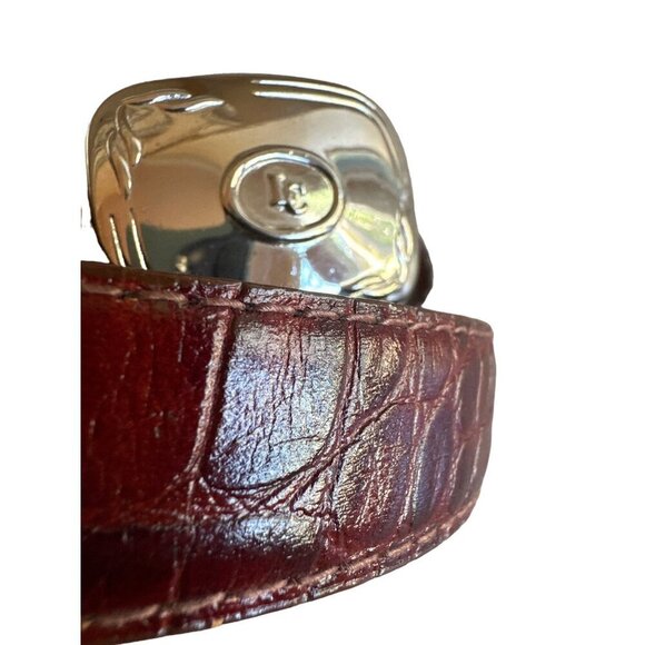 Liz Claiborne Vintage 1990s Brown Faux Croc Leather Belt Size Medium - Picture 2 of 6